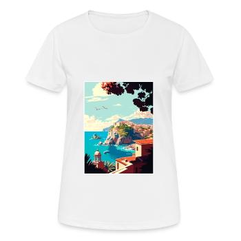 Rhodes Grèce Décoration Vintage Voyage Affiche WPA - T-shirt respirant Femme - blanc - Devant - AI Model Female 172 dark (172cm)