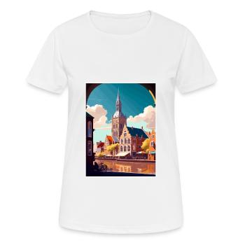 Haarlem Netherlands Vintage Travel Poster Souvenir - Women's Breathable T-Shirt - white - Front - AI Model Female 172 dark (172cm)