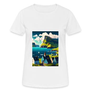 Île Féroé Danemark Les îles Affiche de voyage - T-shirt respirant Femme - blanc - Devant - AI Model Female 172 dark (172cm)