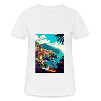 Amalfi Italie Décoration Vintage Voyage Affiche WPA - T-shirt respirant Femme - blanc - Devant - AI Model Female 172 dark (172cm)