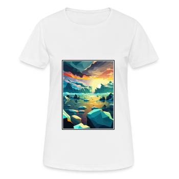 Jokulsarlon Iceland Vintage Travel Poster Souvenir - Women's Breathable T-Shirt - white - Front - AI Model Female 172 dark (172cm)