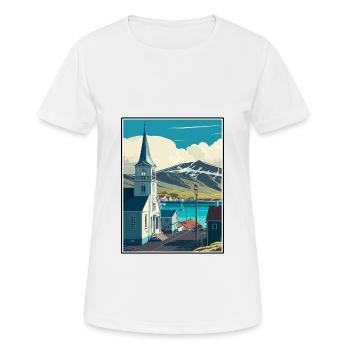 Husavik Iceland Vintage Travel Poster WPA Souvenir - Women's Breathable T-Shirt - white - Front - AI Model Female 172 dark (172cm)