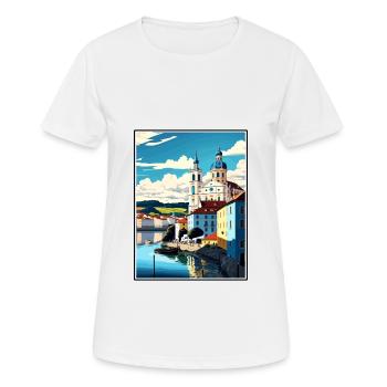 Passau Germany Vintage Travel Poster WPA Souvenir - Women's Breathable T-Shirt - white - Front - AI Model Female 172 dark (172cm)