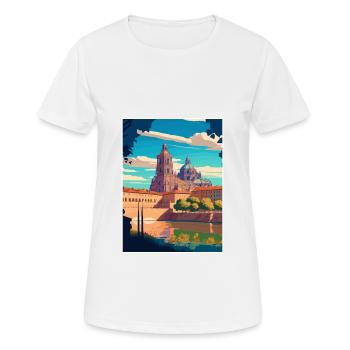 Salamanque Espagne Vintage voyage affiche WPA Souvenir - T-shirt respirant Femme - blanc - Devant - AI Model Female 172 dark (172cm)