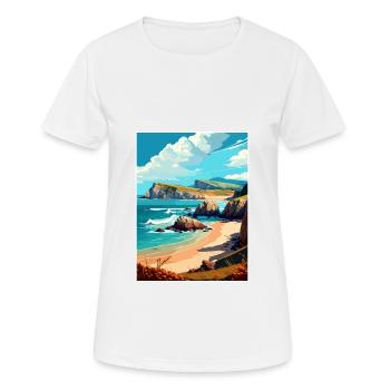 Cantabrie Espagne Vintage voyage affiche WPA Souvenir - T-shirt respirant Femme - blanc - Devant - AI Model Female 172 dark (172cm)