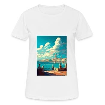 Cadix Espagne Vintage voyage affiche WPA Souvenir - T-shirt respirant Femme - blanc - Devant - AI Model Female 172 dark (172cm)