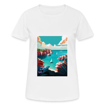 Menorca Spain Vintage Travel Poster WPA Souvenir - Women's Breathable T-Shirt - white - Front - AI Model Female 172 dark (172cm)