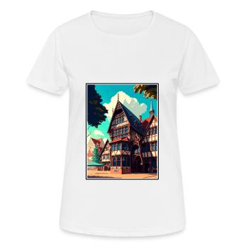 Hannover Deutschland Vintage Reiseposter Souvenir - Frauen T-Shirt atmungsaktiv - Weiß - Vorne - AI Model Female 172 dark (172cm)
