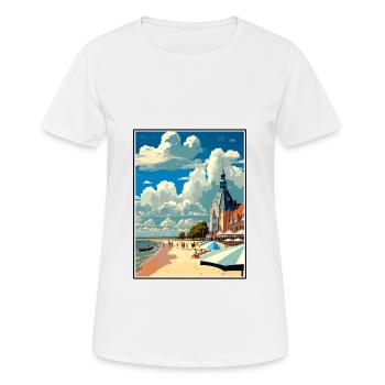 Rostock Germany Vintage Travel Poster WPA Souvenir - Women's Breathable T-Shirt - white - Front - AI Model Female 172 dark (172cm)
