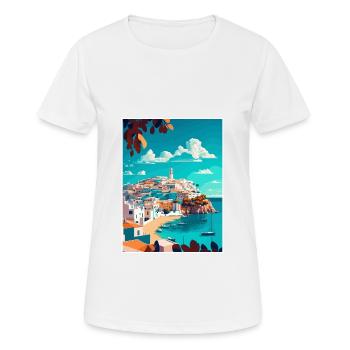 Ibiza Spanien Vintage Reiseposter WPA Souvenir - Frauen T-Shirt atmungsaktiv - Weiß - Vorne - AI Model Female 172 dark (172cm)
