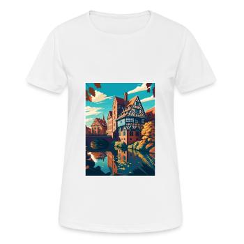 Nuremberg décoration Allemagne Vintage affiche de voyage - T-shirt respirant Femme - blanc - Devant - AI Model Female 172 dark (172cm)