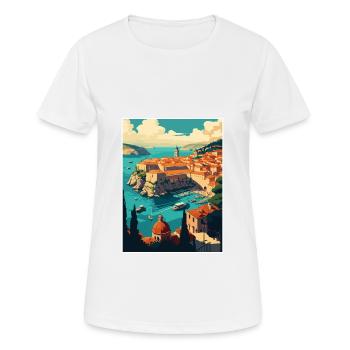 Dubrovnik Croatie Vintage voyage affiche Souvenir - T-shirt respirant Femme - blanc - Devant - AI Model Female 172 dark (172cm)