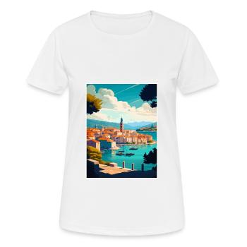 Korcula Croatie île Vintage voyage affiche WPA - T-shirt respirant Femme - blanc - Devant - AI Model Female 172 dark (172cm)