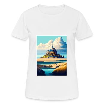 Mont Saint Michel France Vintage Travel Poster WPA - Women's Breathable T-Shirt - white - Front - AI Model Female 172 dark (172cm)
