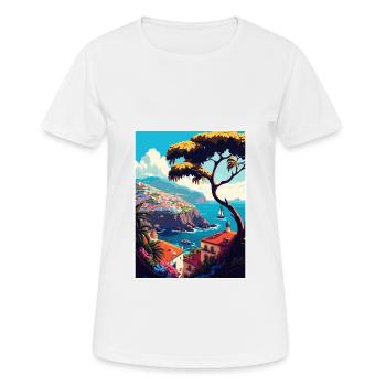 Funchal Portugal Vintage Reiseposter Souvenir - Frauen T-Shirt atmungsaktiv - Weiß - Vorne - AI Model Female 172 dark (172cm)