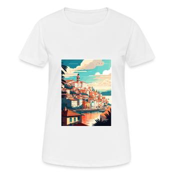 Coimbra Portugal Vintage Travel Poster Souvenir - Women's Breathable T-Shirt - white - Front - AI Model Female 172 dark (172cm)