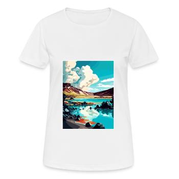 Blue Lagoon Iceland Vintage Travel Poster Souvenir - Women's Breathable T-Shirt - white - Front - AI Model Female 172 dark (172cm)