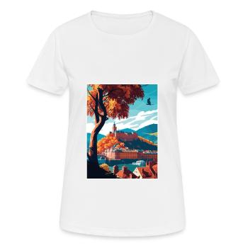 Heidelbergscape Allemagne européenne affiche de voyage - T-shirt respirant Femme - blanc - Devant - AI Model Female 172 dark (172cm)