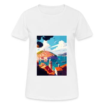 Hvar Croatie île port Vintage voyage affiche - T-shirt respirant Femme - blanc - Devant - AI Model Female 172 dark (172cm)