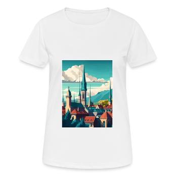 Berne Suisse Vintage voyage affiche Souvenir - T-shirt respirant Femme - blanc - Devant - AI Model Female 172 dark (172cm)