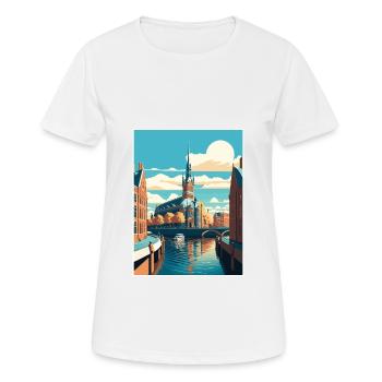 Hambourg Allemagne Vintage voyage affiche WPA Souvenir - T-shirt respirant Femme - blanc - Devant - AI Model Female 172 dark (172cm)
