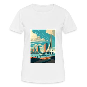 Rotterdam décoration Vintage voyage affiche WPA Art - T-shirt respirant Femme - blanc - Devant - AI Model Female 172 dark (172cm)