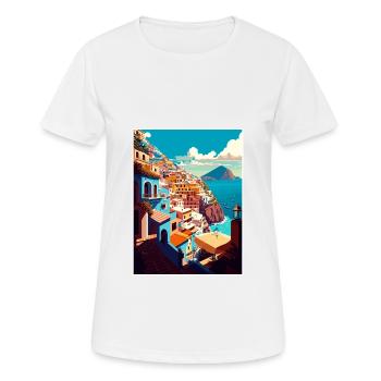Positano Italie Vintage voyage affiche WPA Souvenir - T-shirt respirant Femme - blanc - Devant - AI Model Female 172 dark (172cm)