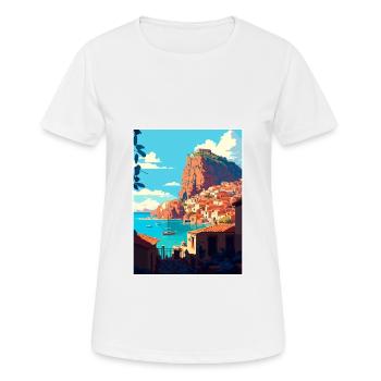 Monemvasia Grèce Décoration Vintage Voyage Affiche - T-shirt respirant Femme - blanc - Devant - AI Model Female 172 dark (172cm)