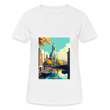 Leiden Netherlands Vintage Travel Poster Souvenir - Women's Breathable T-Shirt - white - Front - AI Model Female 172 dark (172cm)