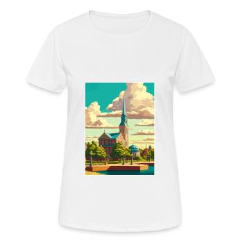Karlskrona Swedish Vintage Travel Poster Souvenir - Women's Breathable T-Shirt - white - Front - AI Model Female 172 dark (172cm)
