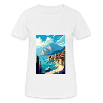 Gardasee Dekoration Vintage Reiseposter WPA - Frauen T-Shirt atmungsaktiv - Weiß - Vorne - AI Model Female 172 dark (172cm)