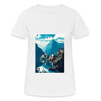 Hallstatt Lake Austria Alpine Mountain Scenery - Women's Breathable T-Shirt - white - Front - AI Model Female 172 dark (172cm)