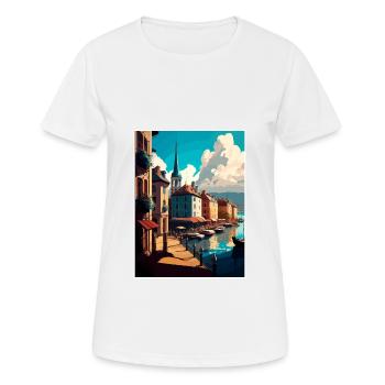 Bayonne France Vintage Travel Poster WPA Souvenir - Women's Breathable T-Shirt - white - Front - AI Model Female 172 dark (172cm)