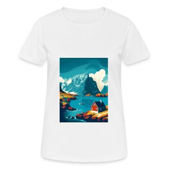 Lofoten Norwegisches Vintage-Reiseposter - Frauen T-Shirt atmungsaktiv - Weiß - Vorne - AI Model Female 172 dark (172cm)