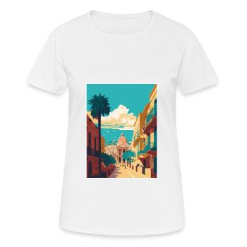 Palermo Sicily Town Italy Vintage Travel Poster - Women's Breathable T-Shirt - white - Front - AI Model Female 172 dark (172cm)