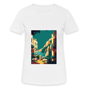 Capri Italy Coastal Vintage Travel Poster Souvenir - Women's Breathable T-Shirt - white - Front - AI Model Female 172 dark (172cm)