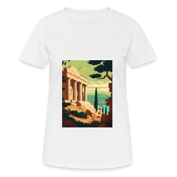 Athènes Grèce Acropole Vintage voyage affiche WPA - T-shirt respirant Femme - blanc - Devant - AI Model Female 172 dark (172cm)