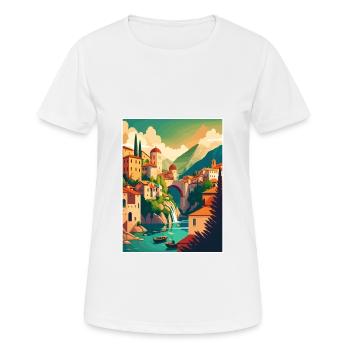 Mostar, Bosnie-Herzégovine, Pont de Stari Most Koski - T-shirt respirant Femme - blanc - Devant - AI Model Female 172 dark (172cm)