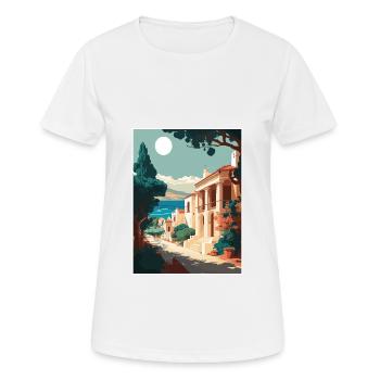 Rhodes Grèce Décoration Vintage Voyage Affiche WPA - T-shirt respirant Femme - blanc - Devant - AI Model Female 172 dark (172cm)