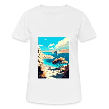 Insel Pag Kroatien Vintage Reiseposter Souvenir - Frauen T-Shirt atmungsaktiv - Weiß - Vorne - AI Model Female 172 dark (172cm)