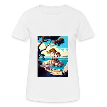 Brijuni National Park Croatia Travel Poster - Women's Breathable T-Shirt - white - Front - AI Model Female 172 dark (172cm)