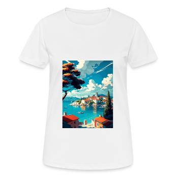 Dalmacija Hrvatska Croatia Coastal Travel Poster - Women's Breathable T-Shirt - white - Front - AI Model Female 172 dark (172cm)