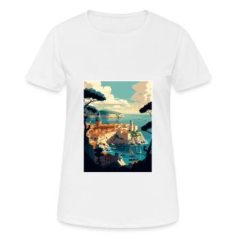 Dubrovnik Croatie Vintage voyage affiche Souvenir - T-shirt respirant Femme - blanc - Devant - AI Model Female 172 dark (172cm)
