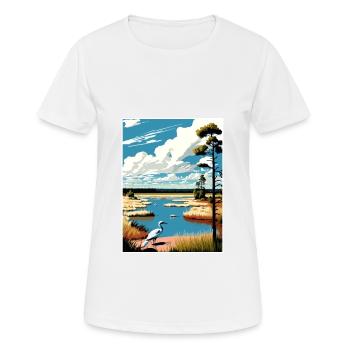Biebrza Pologne Vintage voyage affiche WPA Souvenir - T-shirt respirant Femme - blanc - Devant - AI Model Female 172 dark (172cm)