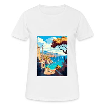 Rhodes Grèce Décoration Vintage Voyage Affiche WPA - T-shirt respirant Femme - blanc - Devant - AI Model Female 172 dark (172cm)