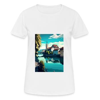 Schaffhausen Switzerland Vintage Travel Poster WPA - Women's Breathable T-Shirt - white - Front - AI Model Female 172 dark (172cm)