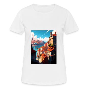 Porto Portugal Vintage Reiseposter WPA Souvenir - Frauen T-Shirt atmungsaktiv - Weiß - Vorne - AI Model Female 172 dark (172cm)