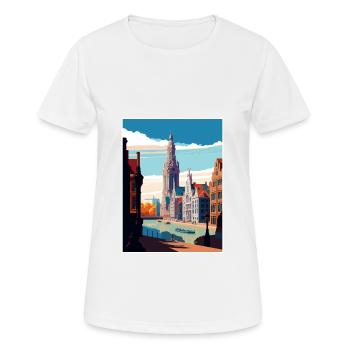 Antwerp Belgium Vintage Travel Poster WPA Souvenir - Women's Breathable T-Shirt - white - Front - AI Model Female 172 dark (172cm)