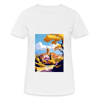 Llagostera Spain Vintage Travel Poster Souvenir - Women's Breathable T-Shirt - white - Front - AI Model Female 172 dark (172cm)