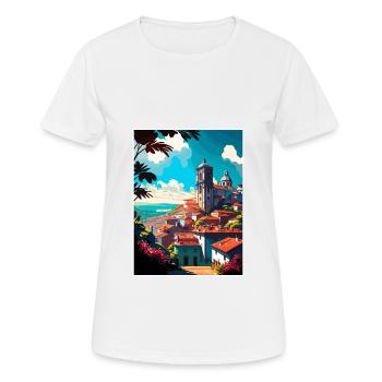 Viana Do Castelo Portugal Vintage Reiseposter - Frauen T-Shirt atmungsaktiv - Weiß - Vorne - AI Model Female 172 dark (172cm)